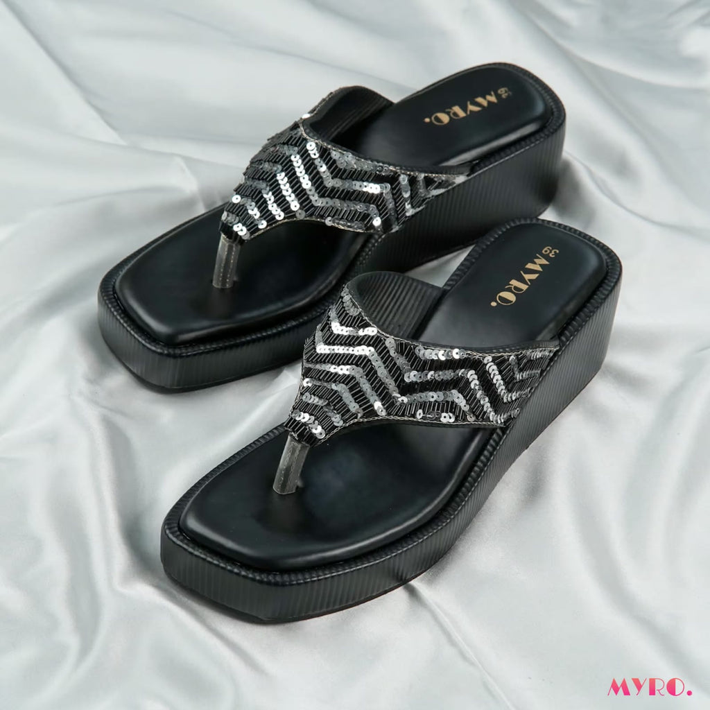 Eloria Zardosi Black Heel - MYRO