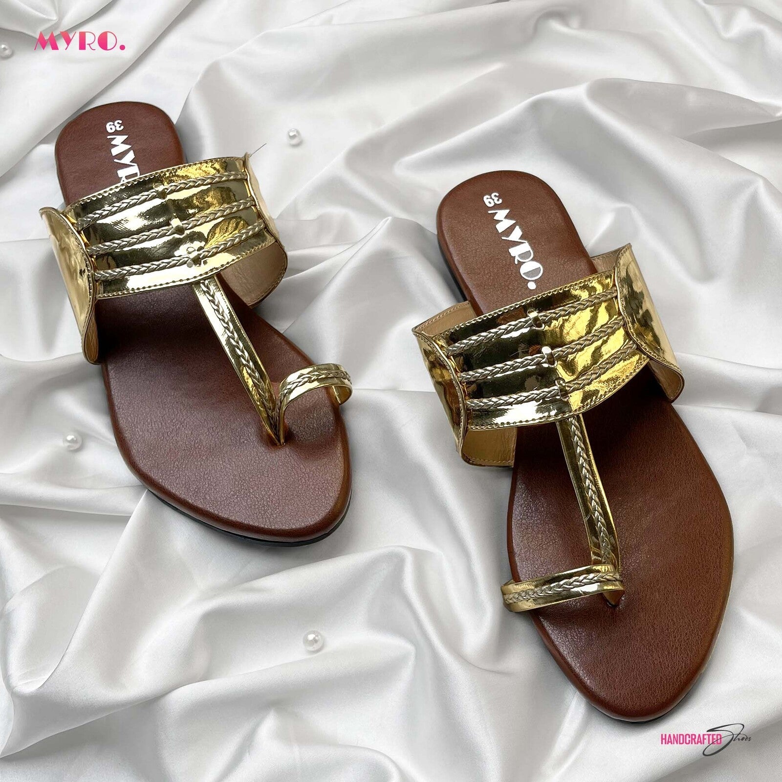 Myro Golden Braided Chappal - MYRO